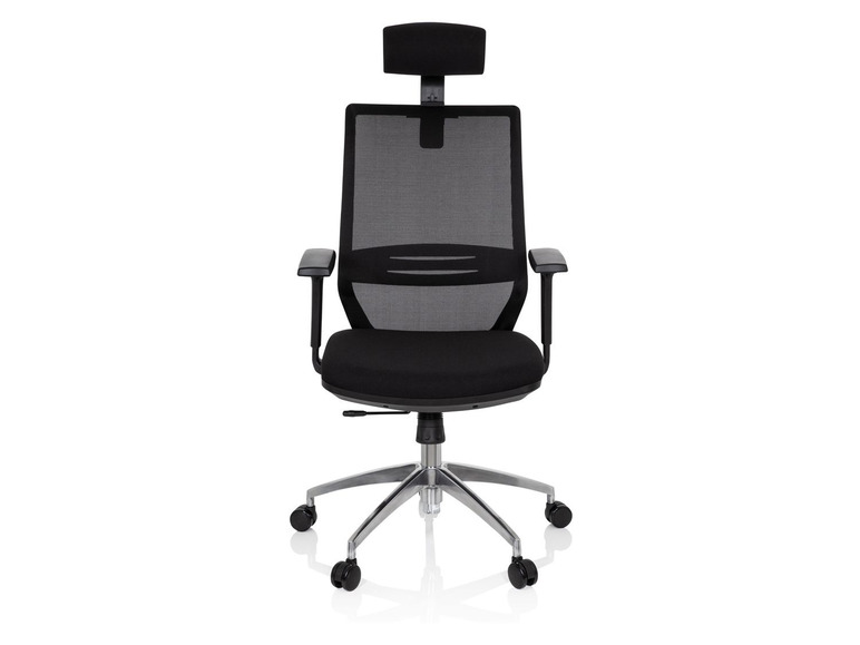 Chaise de bureau noire avec dossier en maille et appui-tête