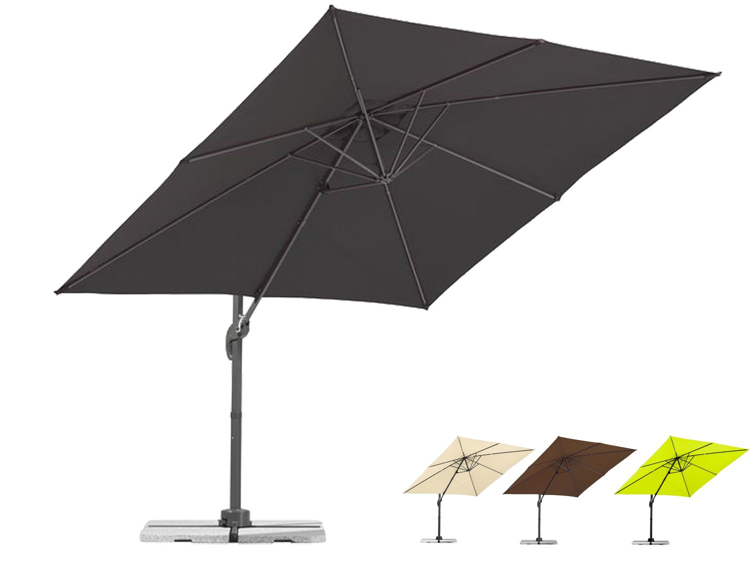 Schneider Parasol déporté Valencia et housse de protection, portée 250 cm