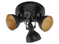Plafonnier noir avec trois spots orientables.