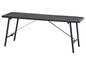 Une table pliante noire avec un plateau en métal.