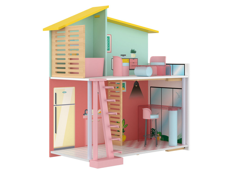 Aller en mode plein écran : Playtive Maison de poupée en bois Fashion Doll, 8 pièces - Image 4