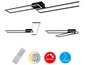 Plafonnier LED noir avec télécommande, changement de couleur, dimmable et orientable.