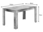 Une table à manger rectangulaire avec un aspect béton.
