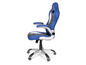 Chaise de bureau de jeu bleue avec base en métal.