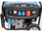 Un générateur d'essence Güde GSE 8701 bleu avec des prises.