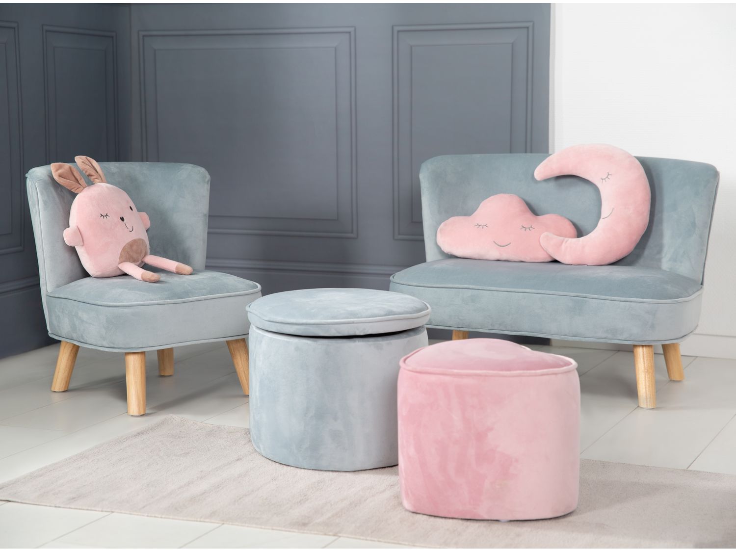 roba Fauteuil Club en Velours pour Garçon "Lil Sofa" Chaise Enfant avec Accoudoirs Confortable - vue 4