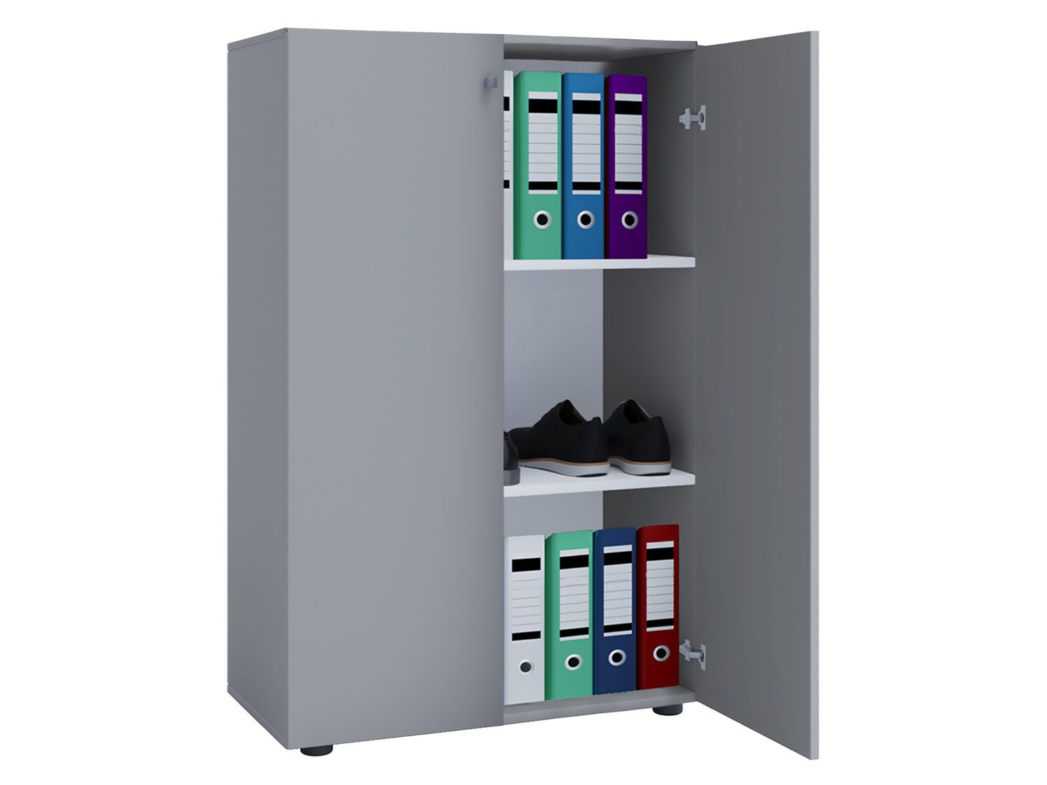 Armoire de bureau Lona (portes battantes, XL, gris)
