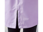 Dos d'une veste lilas avec un détail fendu en bas.