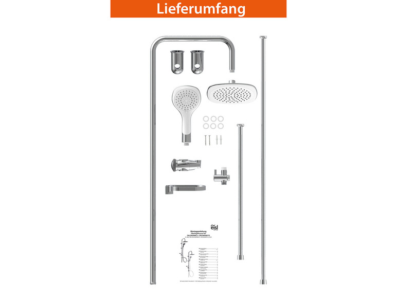 Douchette à Main EISL STILO DX7076 – 3 Fonctions, Joint économie D’eau, Raccord Universel, Anti-calcaire, Noir