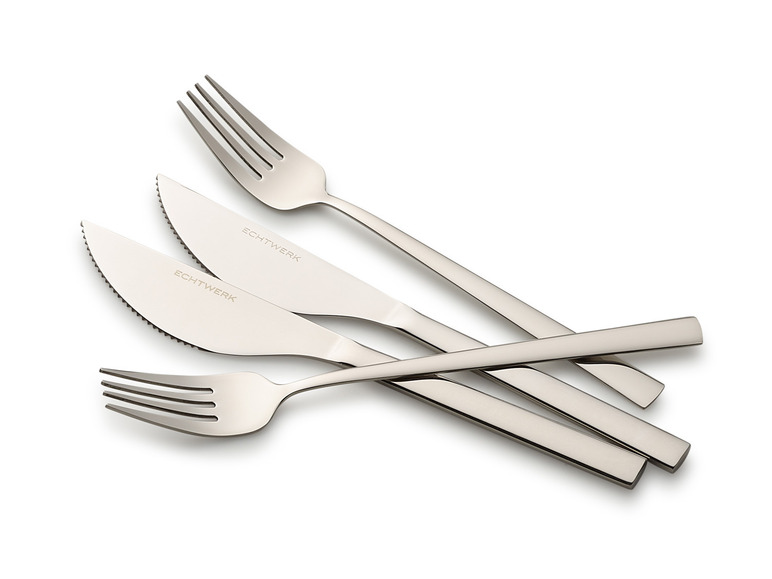 Set De Couverts à Pizza 8 Pièces - 4 Couteaux Et 4 Fourchettes En Inox, édition Bronze, Pour 4 Personnes
