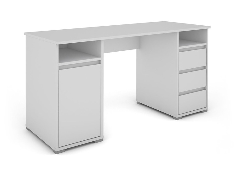 Bureau blanc avec tiroir et armoire
