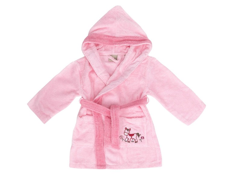 Aller en mode plein écran : Egeria Peignoir de bain bébé « Poney rose », pur coton, différentes tailles, broderie - Image 1