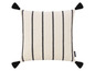 Coussin à rayures noires et pompons de Magma.