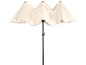 Un parasol beige avec une structure noire.