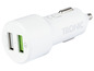 Chargeur de voiture blanc avec deux ports USB de TRONIC.