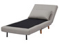 Un canapé-lit gris avec un coussin.