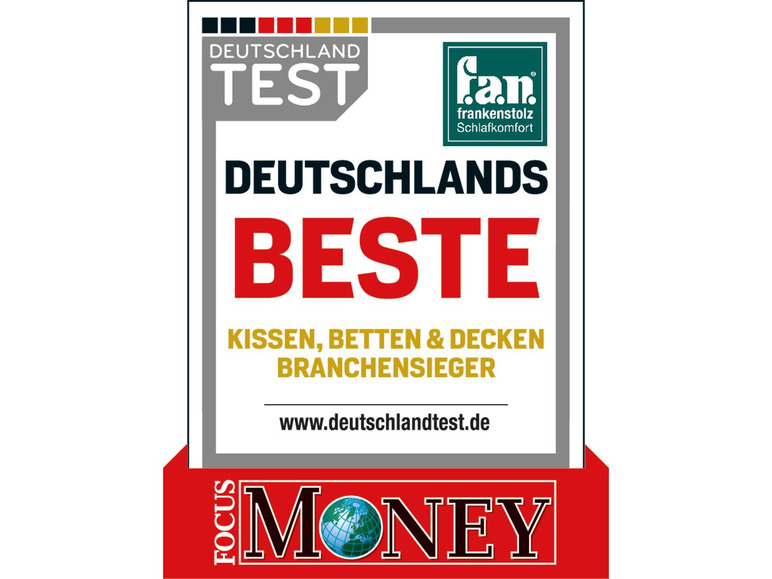 Récompense Deutschland Test pour les meilleurs oreillers, édredons et lits de Frankenstolz.