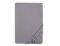 Un drap-housse gris avec élastique.