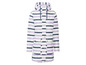 Manteau de pluie blanc à rayures bleues et violettes