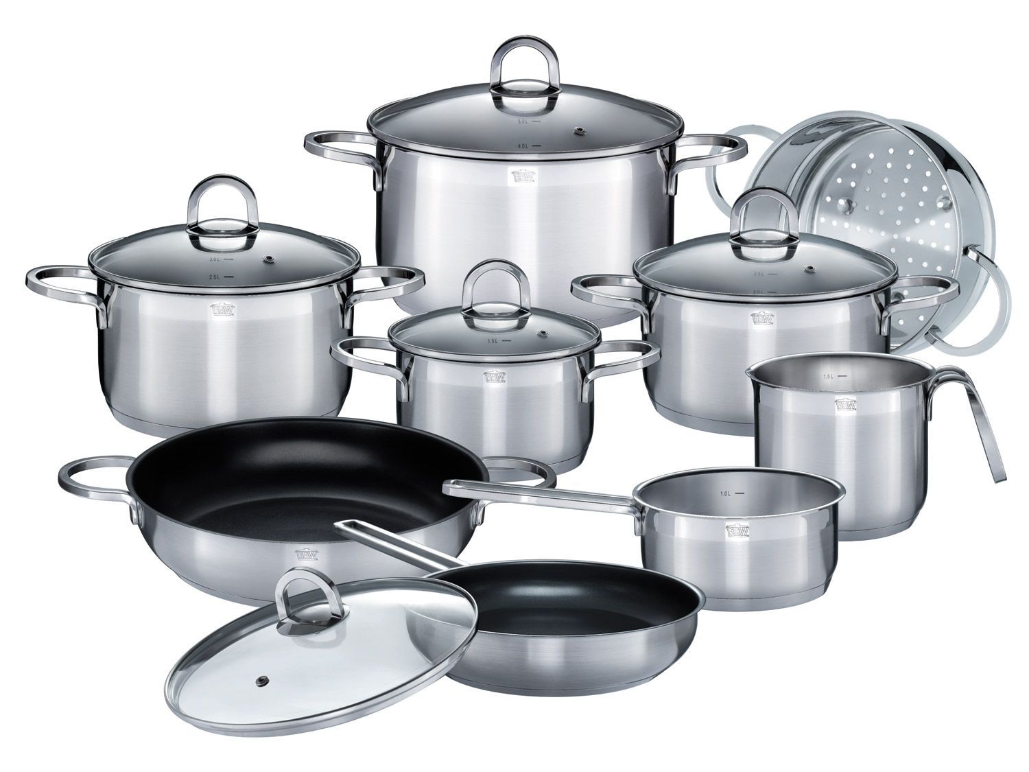 Batterie de cuisine Induction GSW ALARA Acier inoxydable massif 1810 14 pièces - vue 3