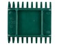Plaque de fixation en plastique verte avec nervures.