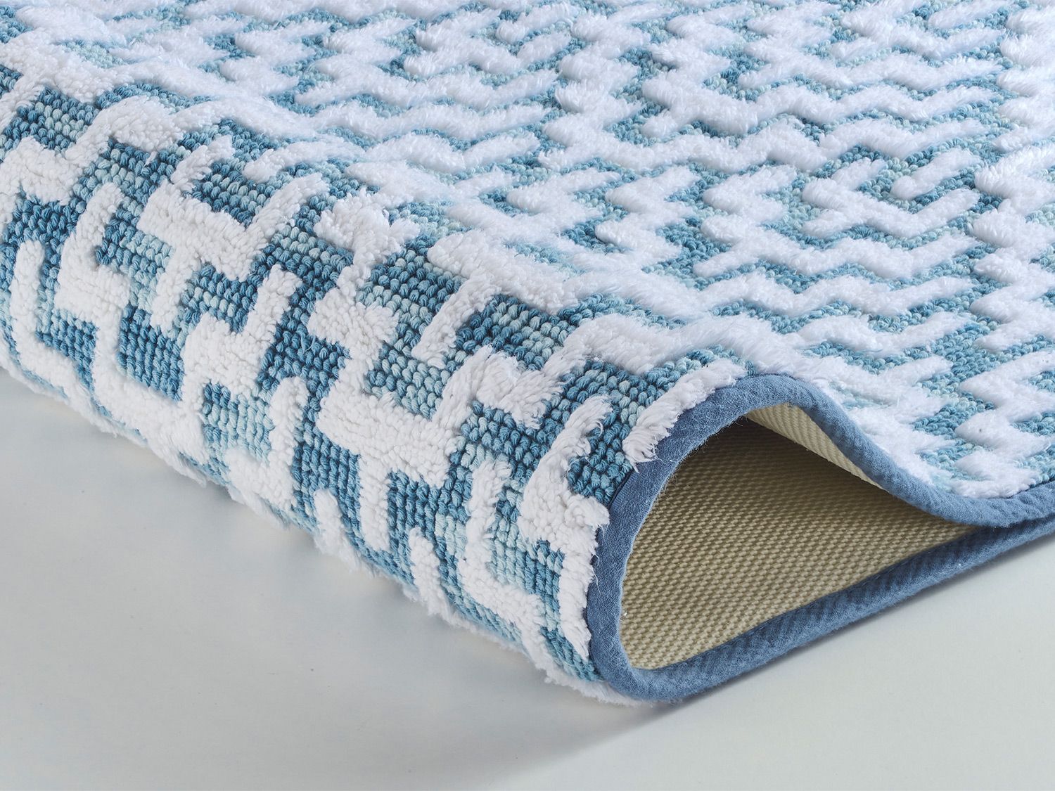 Kleine Wolke Tapis de bain « Botany », différentes tailles disponibles, en coton, avec effet de relief (50 x 60 cm, bleu)