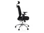 Un fauteuil de bureau noir avec un appui-tête.