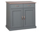 Armoire grise avec deux tiroirs et deux portes