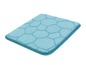 Tapis de bain bleu avec un motif de pierre.