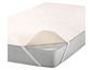 Un protège-matelas blanc avec des sangles élastiques.