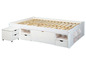 Cadre de lit blanc avec rangement et table de chevet