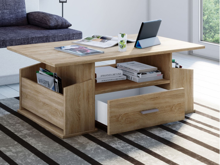 Aller en mode plein écran : VCM Table basse Junata, avec tiroir, 44 x 110 x 52 cm - Image 7