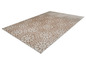 Tapis beige avec un motif géométrique blanc.