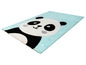 Un tapis bleu avec un panda