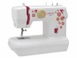 Une machine à coudre Carina Junior blanche avec un motif floral.