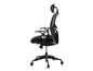 Une chaise de bureau noire avec un dossier haut et des roulettes.