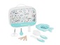 Ensemble de soin pour bébé avec thermomètre de bain, brosse et peigne de Badabulle.