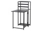 Un bureau pliable en métal noir avec une étagère