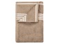 Une serviette beige avec des rayures blanches.