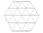 Un dessous de plat hexagonal argenté avec un motif géométrique.