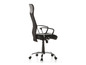 Chaise de bureau noire avec un dossier haut et des roulettes.