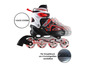 Patins à roulettes noirs et rouges avec des roues Apollo et un système à clic.