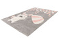 Tapis gris avec un lapin rose et un parapluie