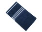 Serviette bleu foncé avec des rayures blanches.