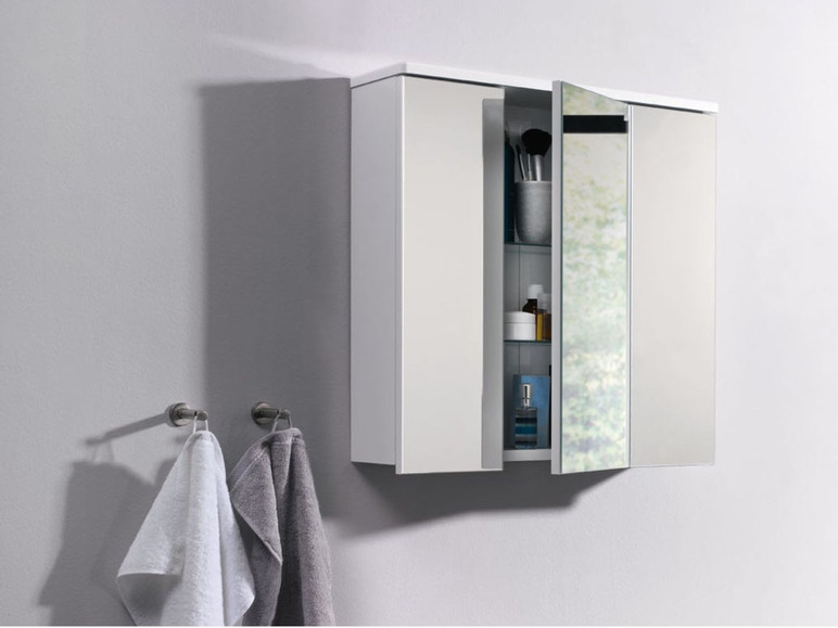 Armoire de salle de bain avec portes miroir et étagères