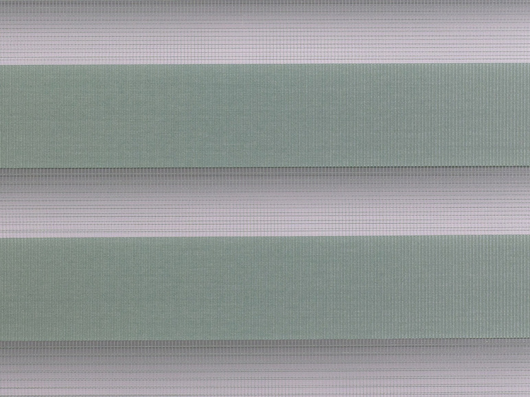 Tissu de store avec des rayures horizontales vertes et blanches.