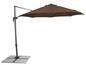 Un parasol marron avec un bras articulé et un socle carré
