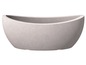 Grand pot de fleurs ovale en plastique gris.