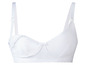 Un soutien-gorge blanc rembourré avec un bord en dentelle.