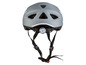 Casque de vélo gris avec éclairage intégré.